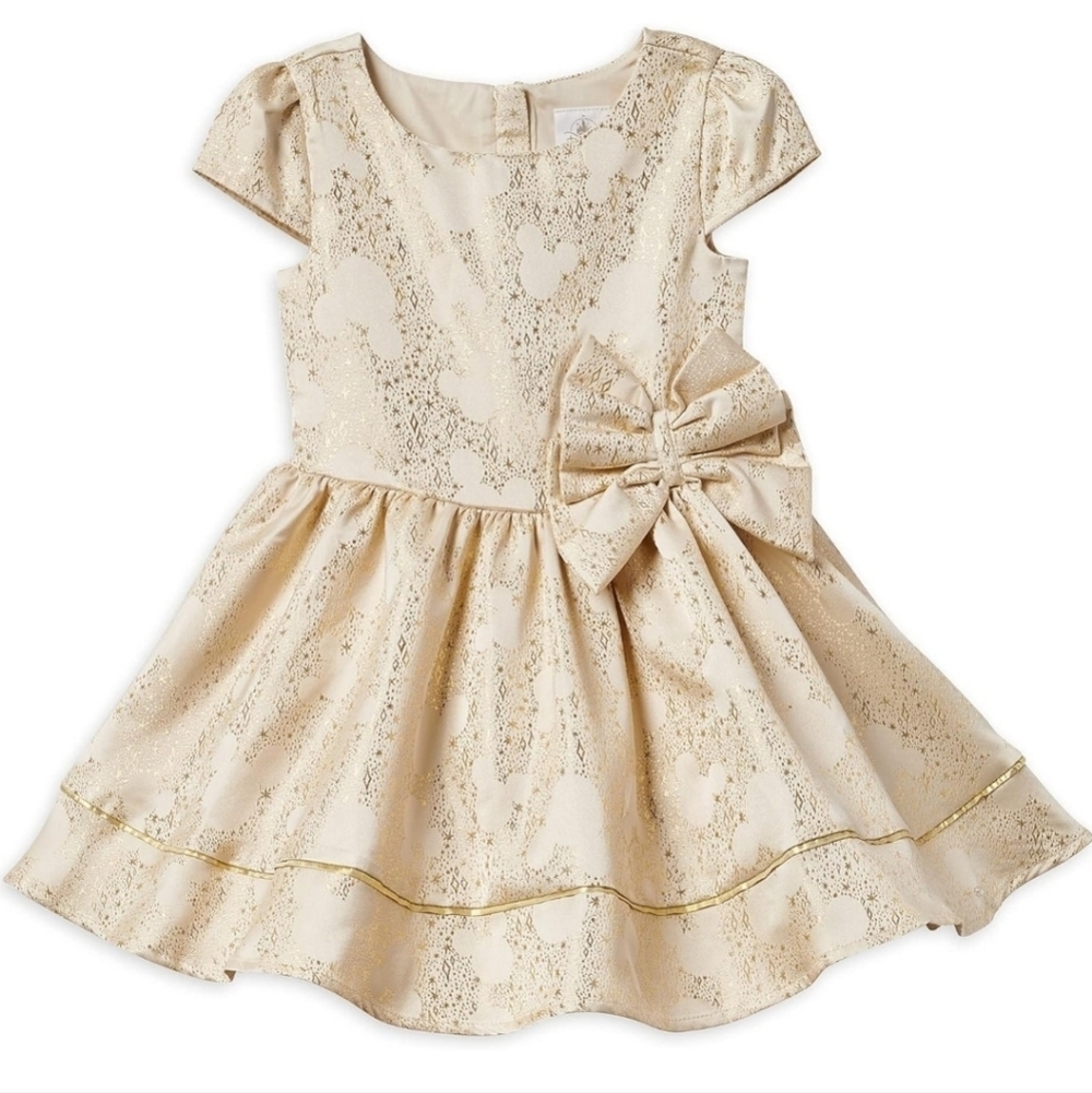 NWT Disney Gold Holiday Mickey Dress 2T